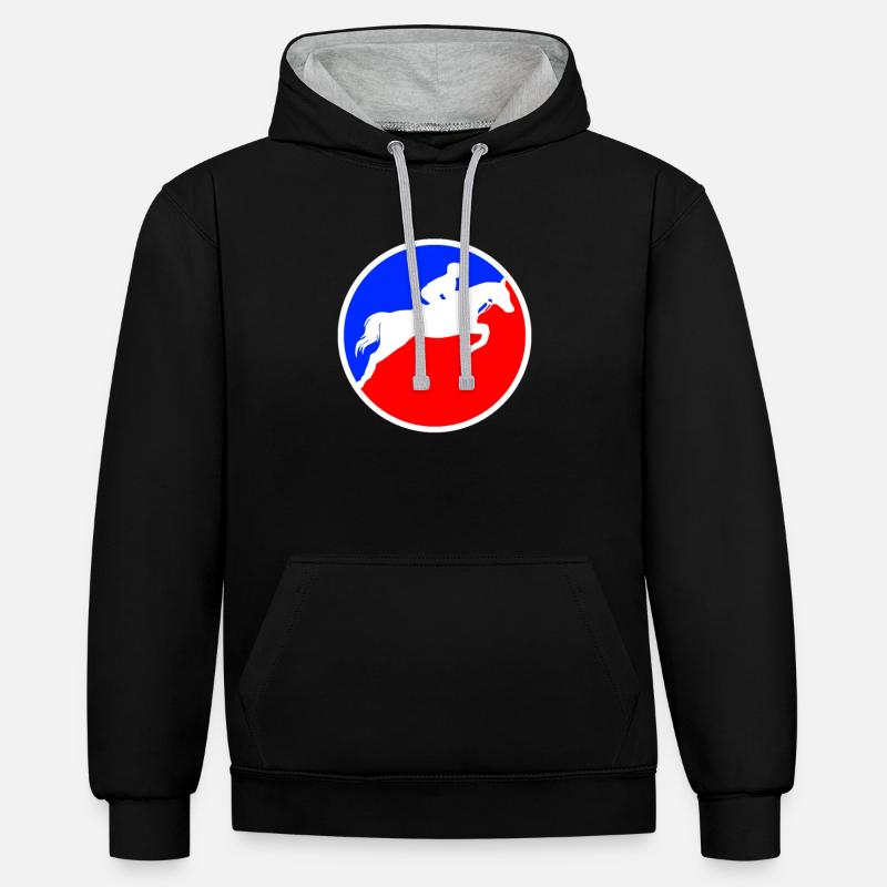 Logo de l’équitation - Sweat à capuche contrasté - noir/gris chiné