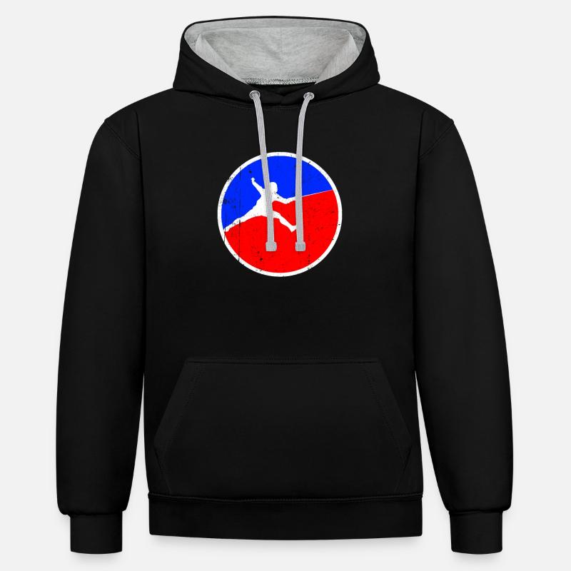 Logo de l’escrime - Sweat à capuche contrasté - noir/gris chiné