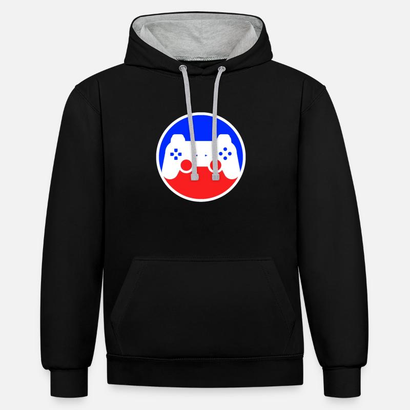 Logo de jeu - Sweat à capuche contrasté - noir/gris chiné
