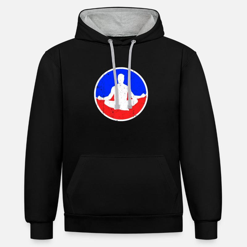 Logo de méditation - Sweat à capuche contrasté - noir/gris chiné