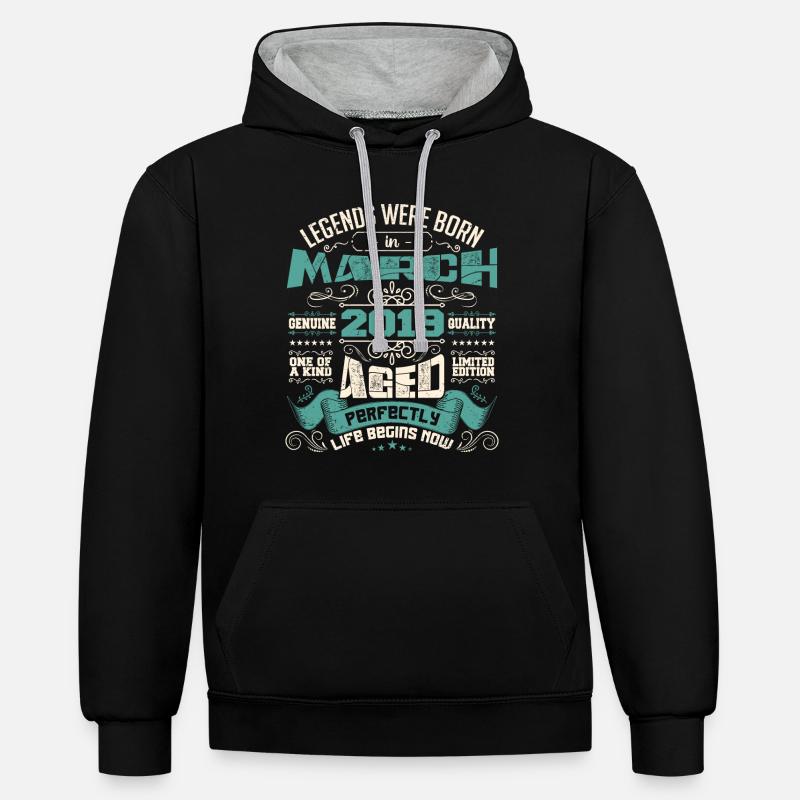 March 2019 | birthday gift - Sweat à capuche contrasté - noir/gris chiné