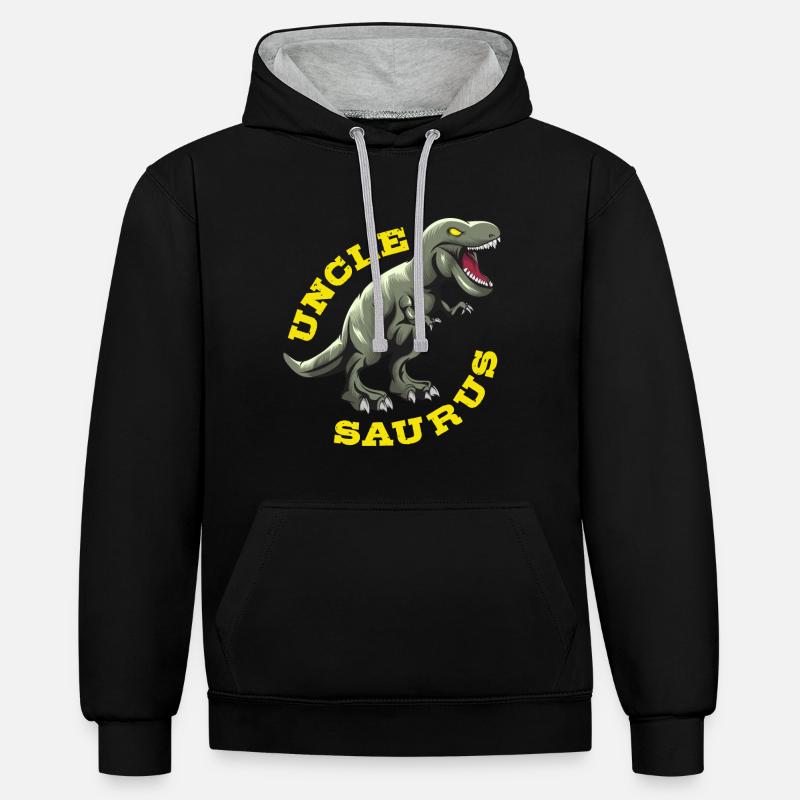 Oncle Saurus - Sweat à capuche contrasté - noir/gris chiné