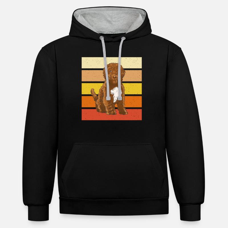 Vêtements rétro pour Cockapoo - Sweat à capuche contrasté - noir/gris chiné