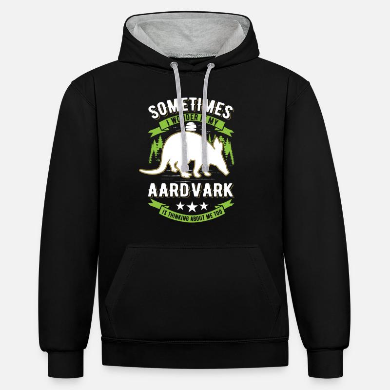 Aardvark Cadeau Aardvark - Sweat à capuche contrasté - noir/gris chiné