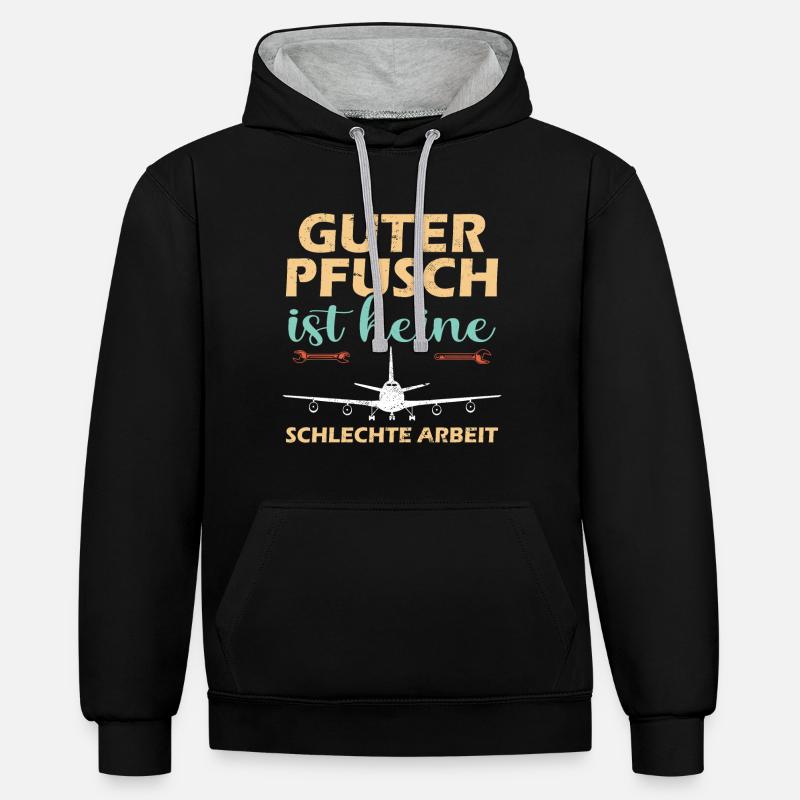 Luftfahrt Techniker - Kontrast-Hoodie - Schwarz/Grau meliert