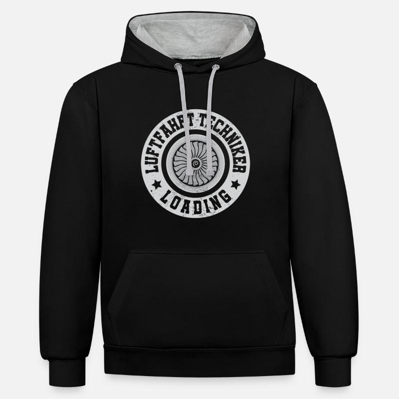 Luftfahrt Techniker - Kontrast-Hoodie - Schwarz/Grau meliert