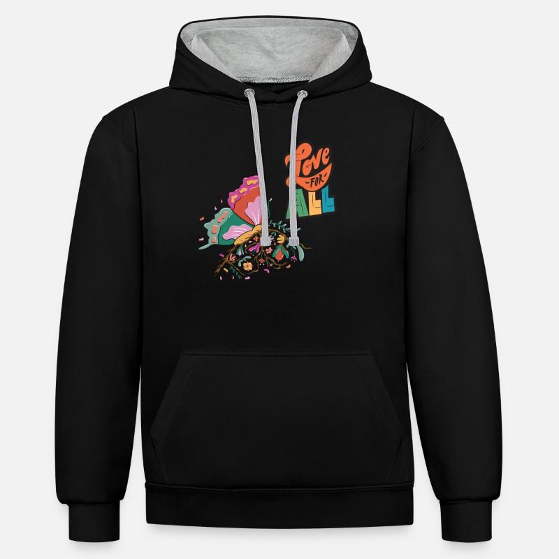 Butterfly Motivation Papillons mignons - Sweat à capuche contrasté - noir/gris chiné