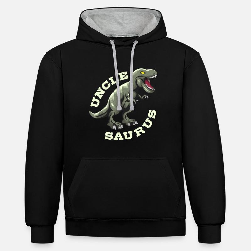 Oncle Saurus - Sweat à capuche contrasté - noir/gris chiné