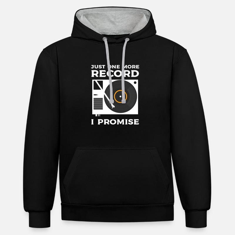 Nur Noch Eine Platte, Versprochen. - Kontrast-Hoodie - Schwarz/Grau meliert