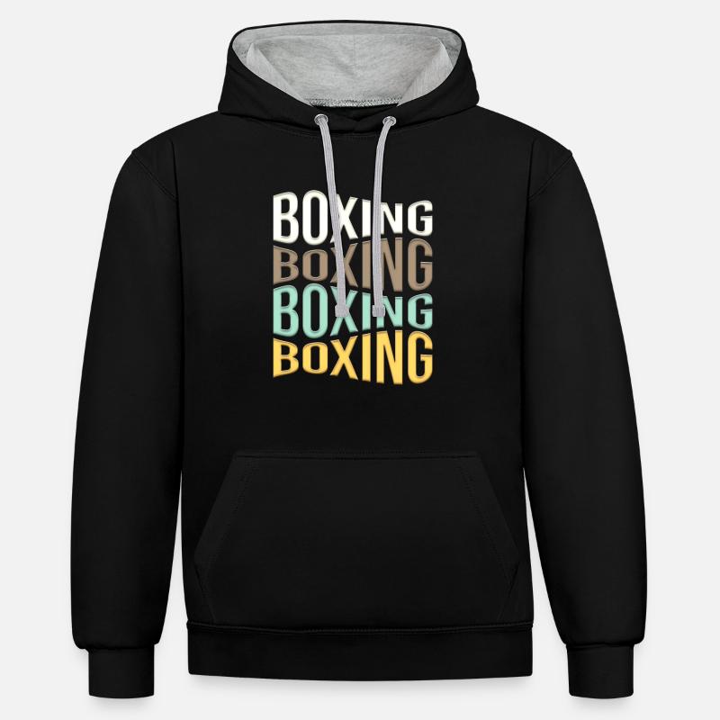 Boxe - Sweat à capuche contrasté - noir/gris chiné
