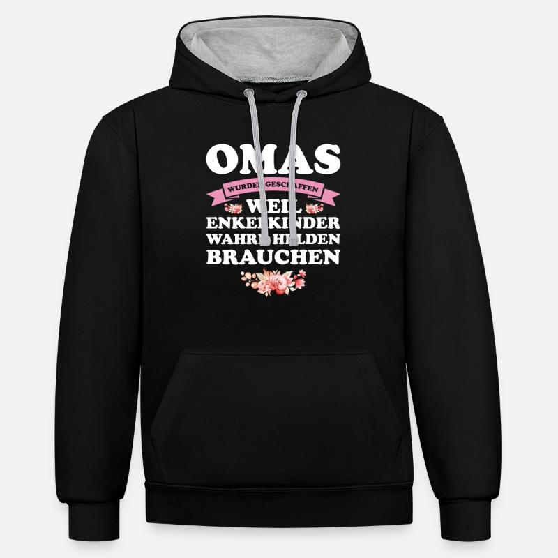 Oma Großmutter Omas Geschenk - Kontrast-Hoodie - Schwarz/Grau meliert