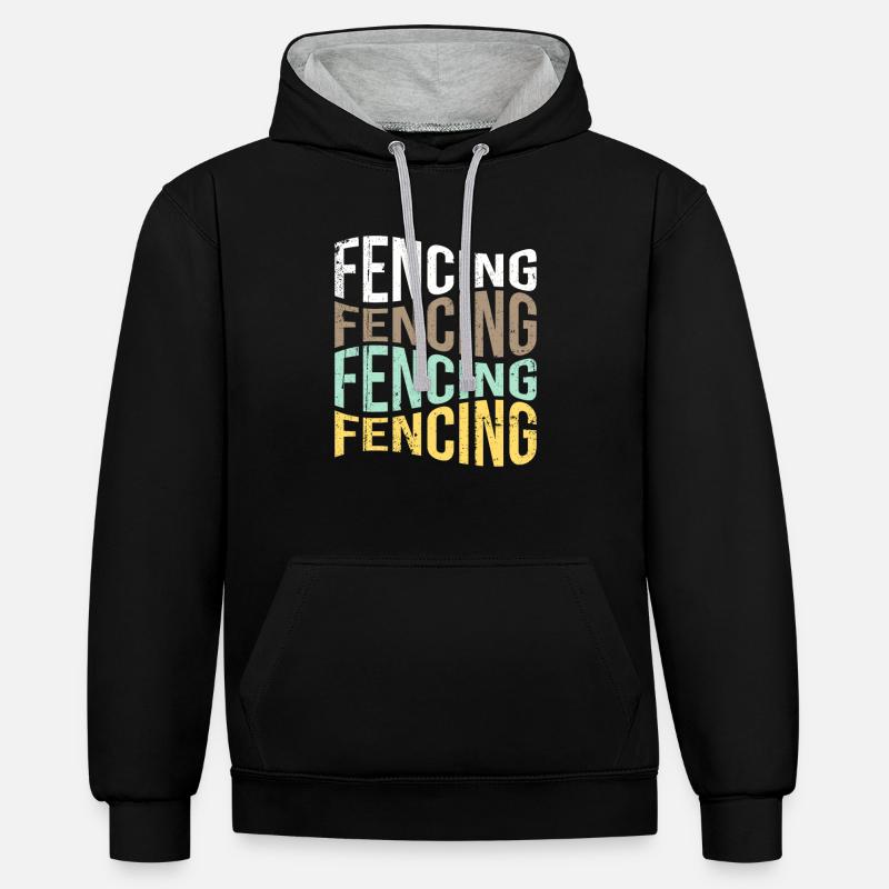 Escrime - Sweat à capuche contrasté - noir/gris chiné