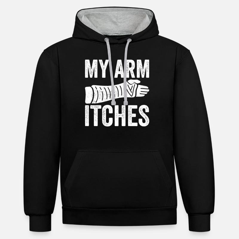 Bras cassé - Sweat à capuche contrasté - noir/gris chiné