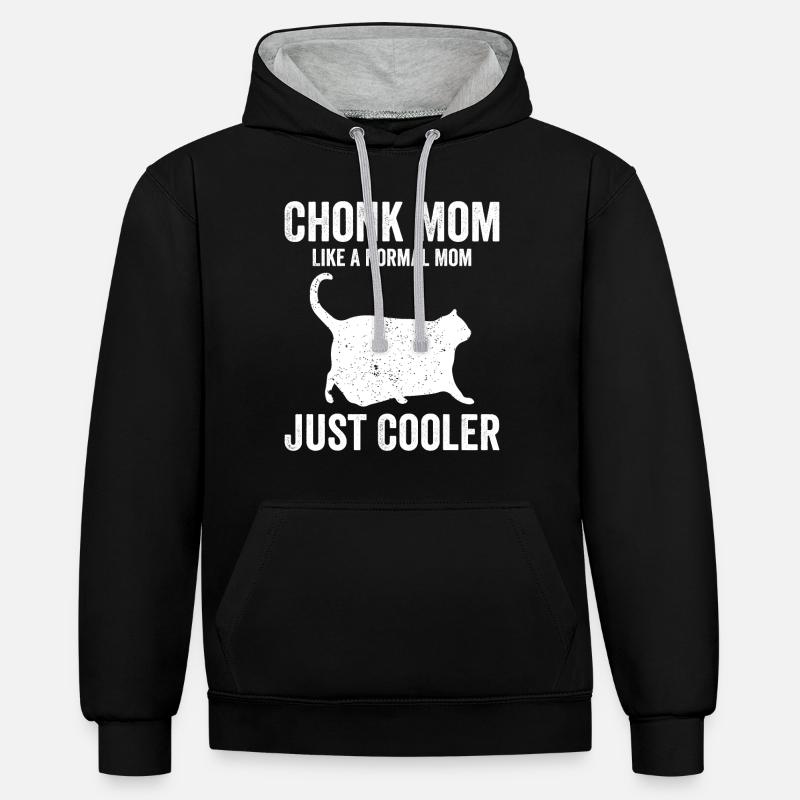 Chonk Meme Cat - Sweat à capuche contrasté - noir/gris chiné