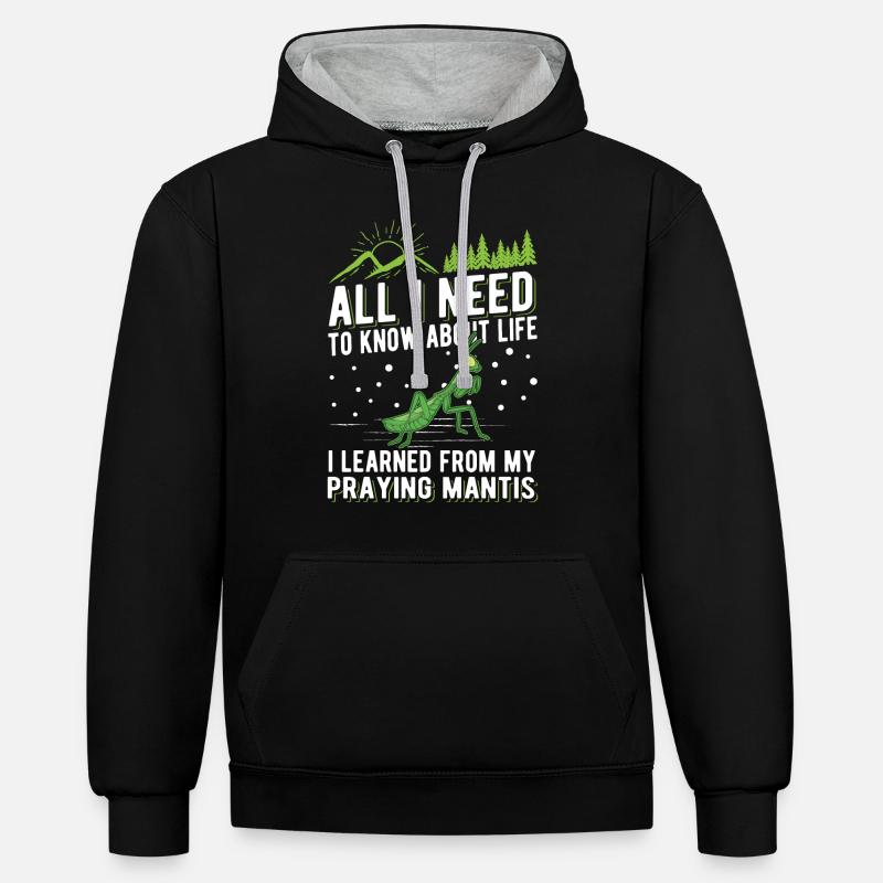 Praying mantis Mantis Mantis - Contrast hoodie - black/heather grey