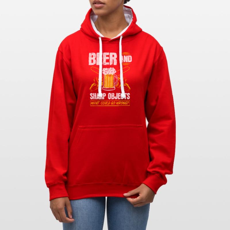 Beer Sharp Objects What Could Go Wrong Chainsaw Kontrast-Hoodie