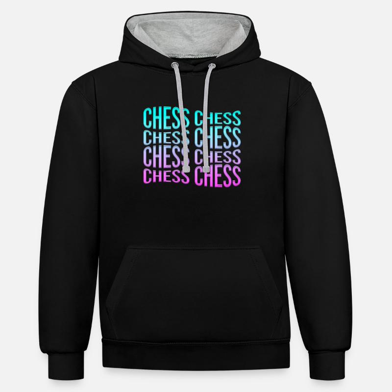 Échecs - Sweat à capuche contrasté - noir/gris chiné