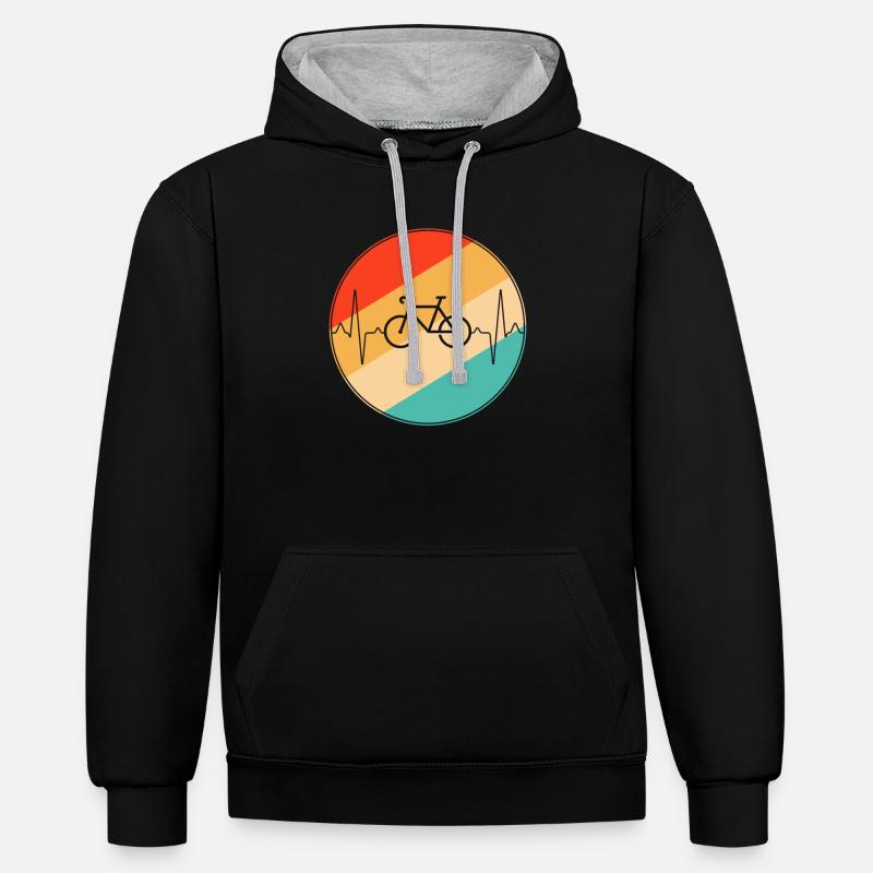 Battement de cœur de vélo - Sweat à capuche contrasté - noir/gris chiné