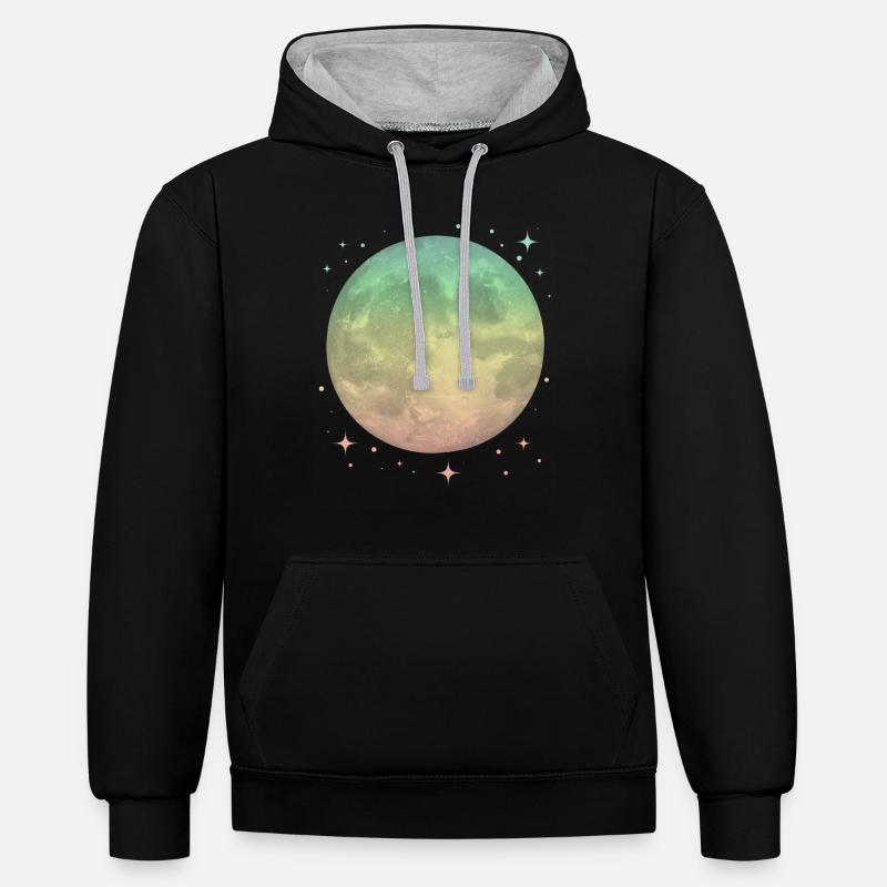 Lune Pastel Céleste - Sweat à capuche contrasté - noir/gris chiné