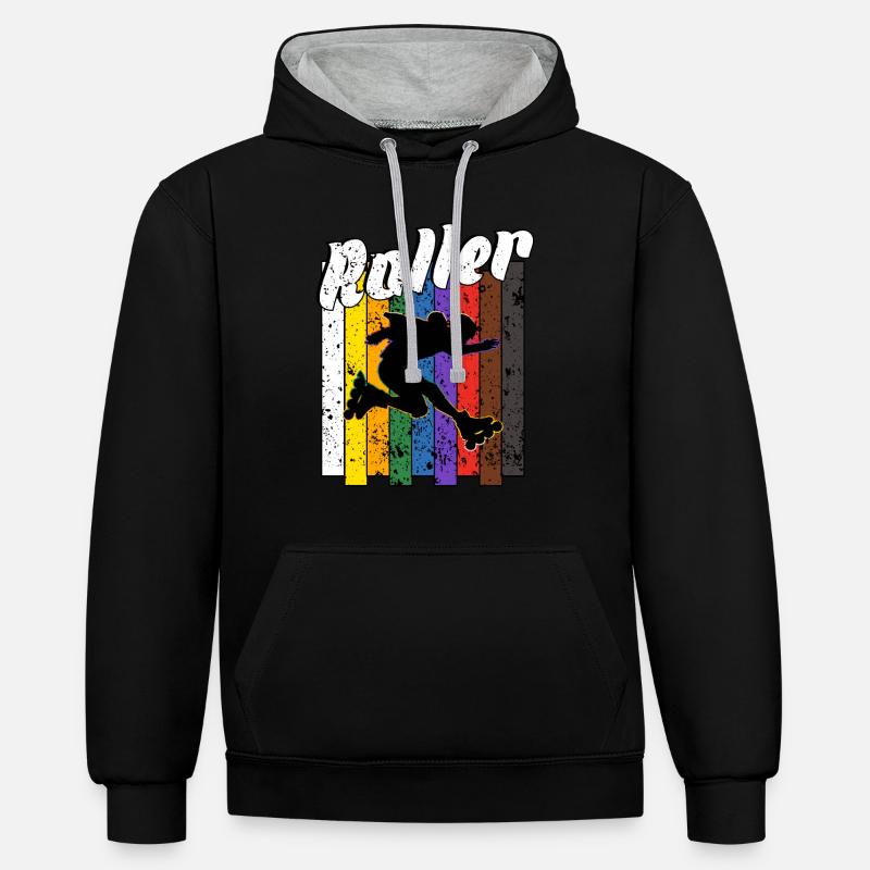 Rollerblades rollers - Sweat à capuche contrasté - noir/gris chiné