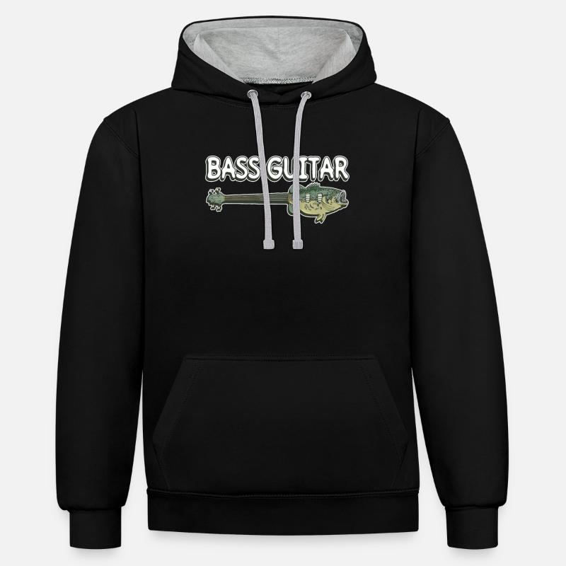 Guitare basse - Guitariste basse Basse - Sweat à capuche contrasté - noir/gris chiné