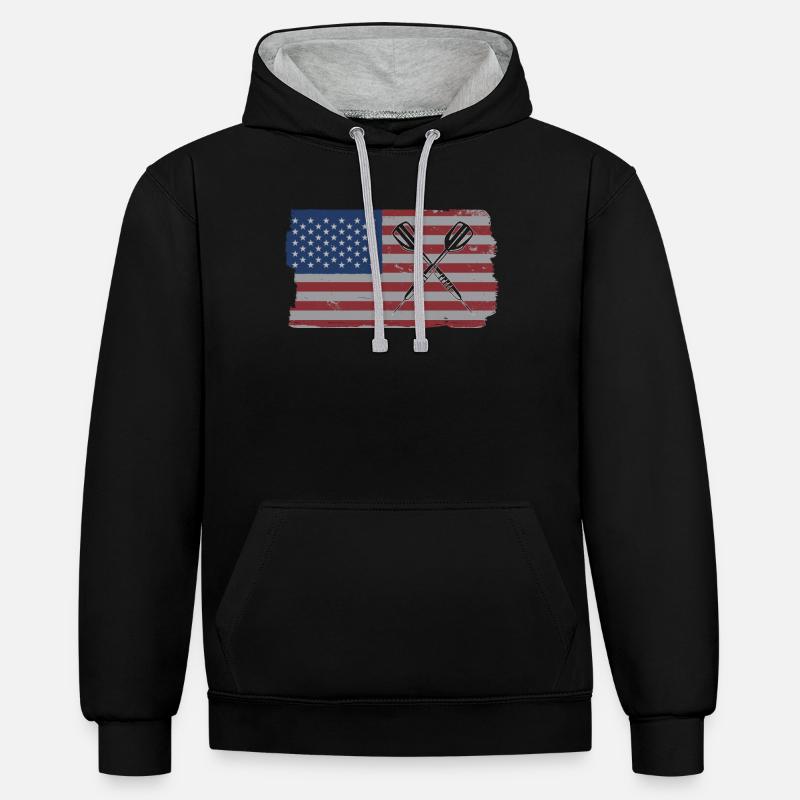 Joueur de fléchettes Fléchettes - Sweat à capuche contrasté - noir/gris chiné