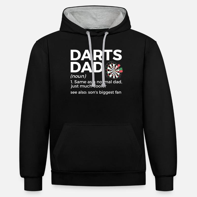 Joueur de fléchettes Fléchettes - Sweat à capuche contrasté - noir/gris chiné