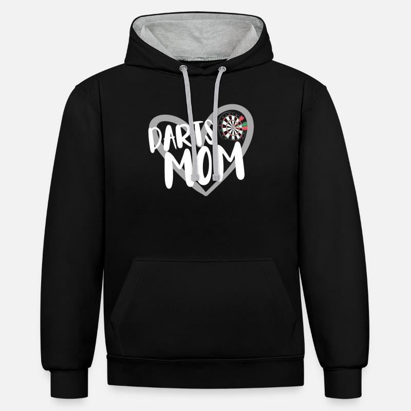 Joueur de fléchettes Fléchettes - Sweat à capuche contrasté - noir/gris chiné