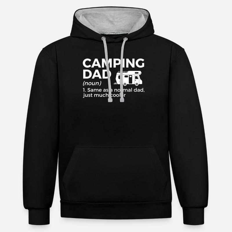 Camping Camping Camping-car - Sweat à capuche contrasté - noir/gris chiné