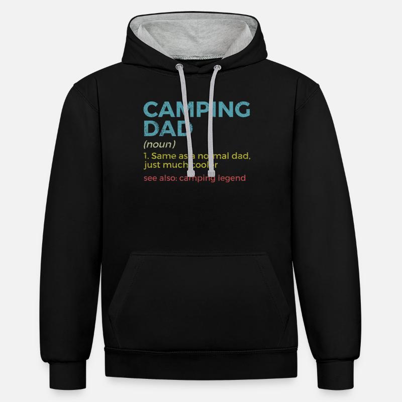 Camping Camping Camping-car - Sweat à capuche contrasté - noir/gris chiné