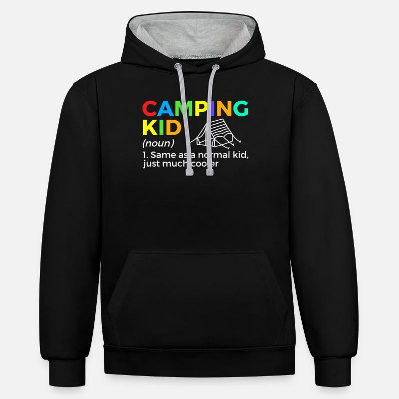Camping Camping Camping-car - Sweat à capuche contrasté - noir/gris chiné