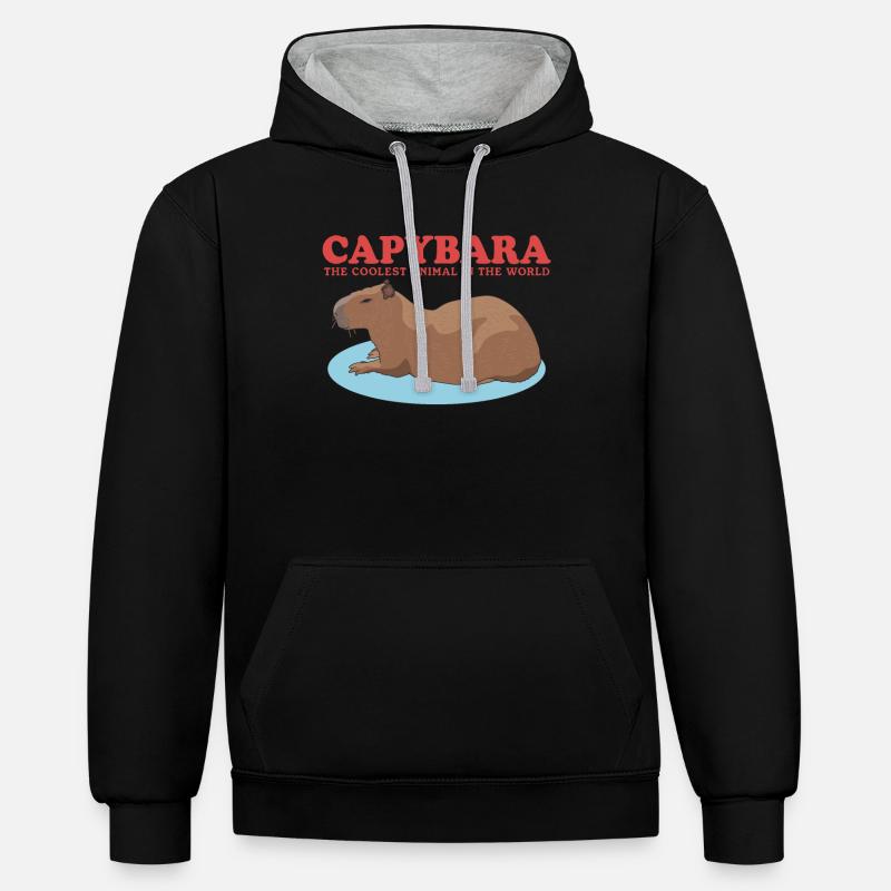 Capybara Capybaras Capybaras Capybara Cadeau - Sweat à capuche contrasté - noir/gris chiné