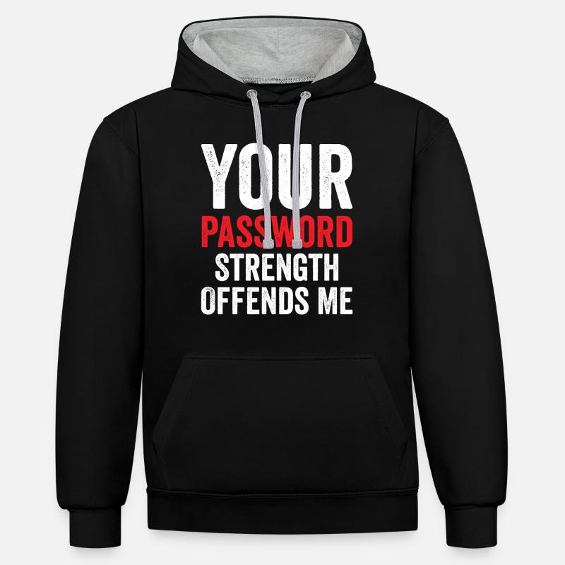 Cybersécurité Sécurité informatique Cybersécurité - Sweat à capuche contrasté - noir/gris chiné