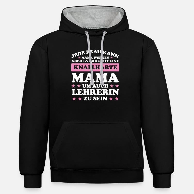 Lehrerin Mama Mutter Geschenk - Kontrast-Hoodie - Schwarz/Grau meliert
