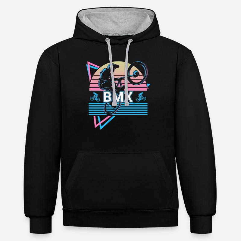 Bmx Biker Vélo Rétro - Sweat à capuche contrasté - noir/gris chiné