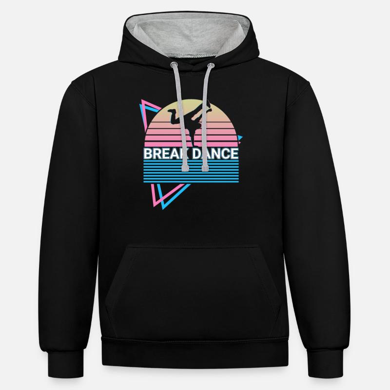 Breakdance Breakdance Breakdance Rétro - Sweat à capuche contrasté - noir/gris chiné
