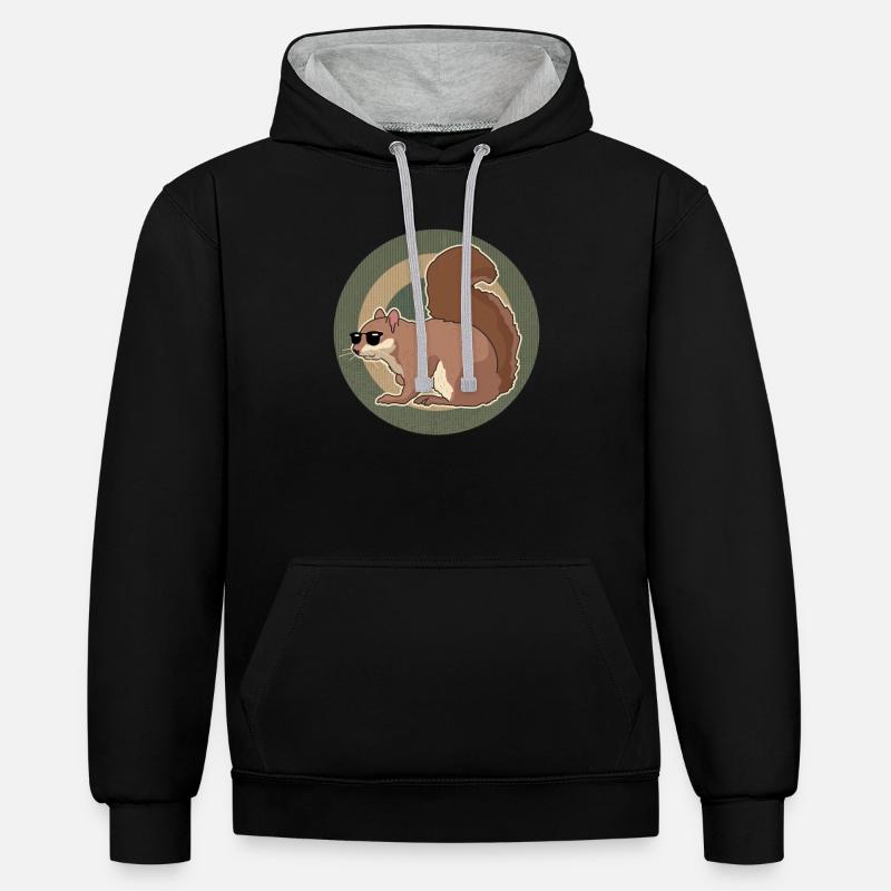 Süßes Eichhörnchen Hörnchen Geschenk - Kontrast-Hoodie - Schwarz/Grau meliert