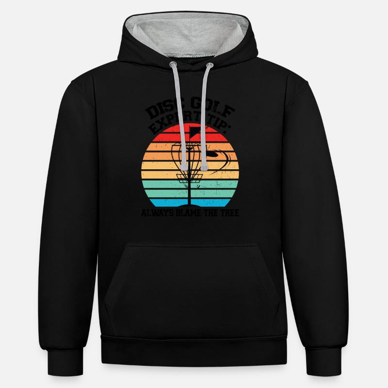 Discgolfer Discgolf Discgolfing Geschenk - Kontrast-Hoodie - Schwarz/Grau meliert