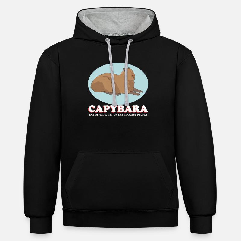 Capybara Capybaras Capybaras Capybara Cadeau - Sweat à capuche contrasté - noir/gris chiné