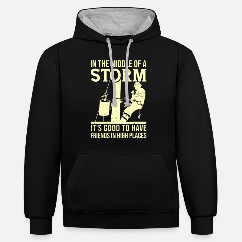 Électricien de lignes électriques - Sweat à capuche contrasté - noir/gris chiné