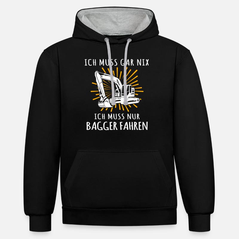 Baggerführer Bagger Baggerfahrer - Kontrast-Hoodie - Schwarz/Grau meliert