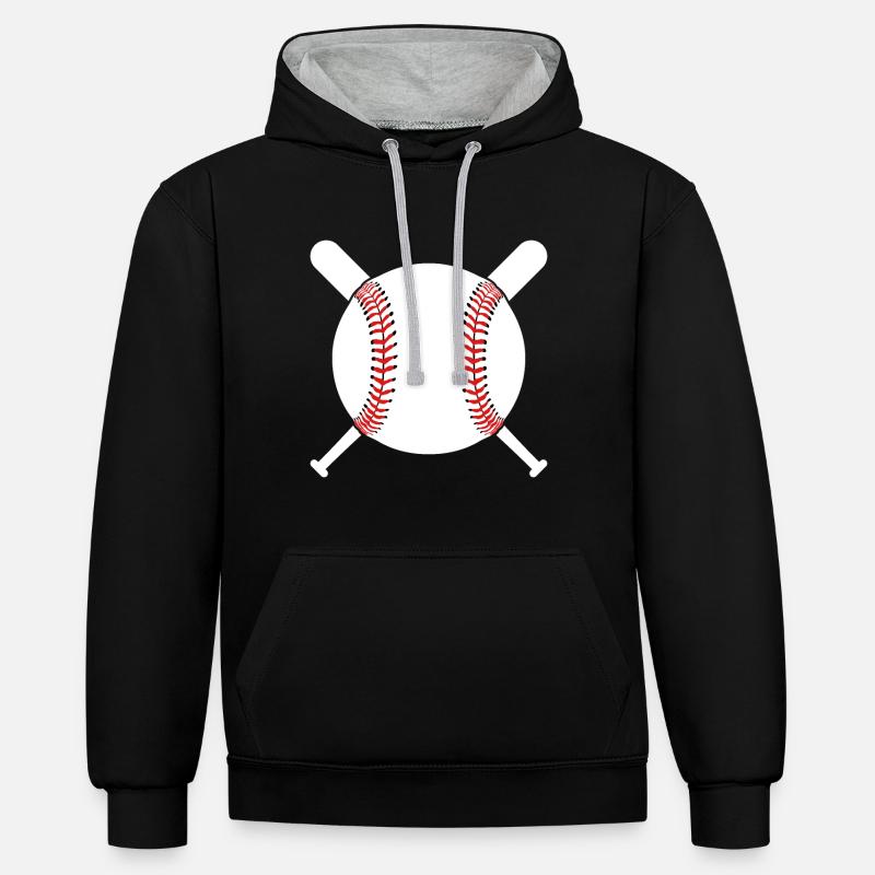JOUEURS DE BASEBALL - Sweat à capuche contrasté - noir/gris chiné
