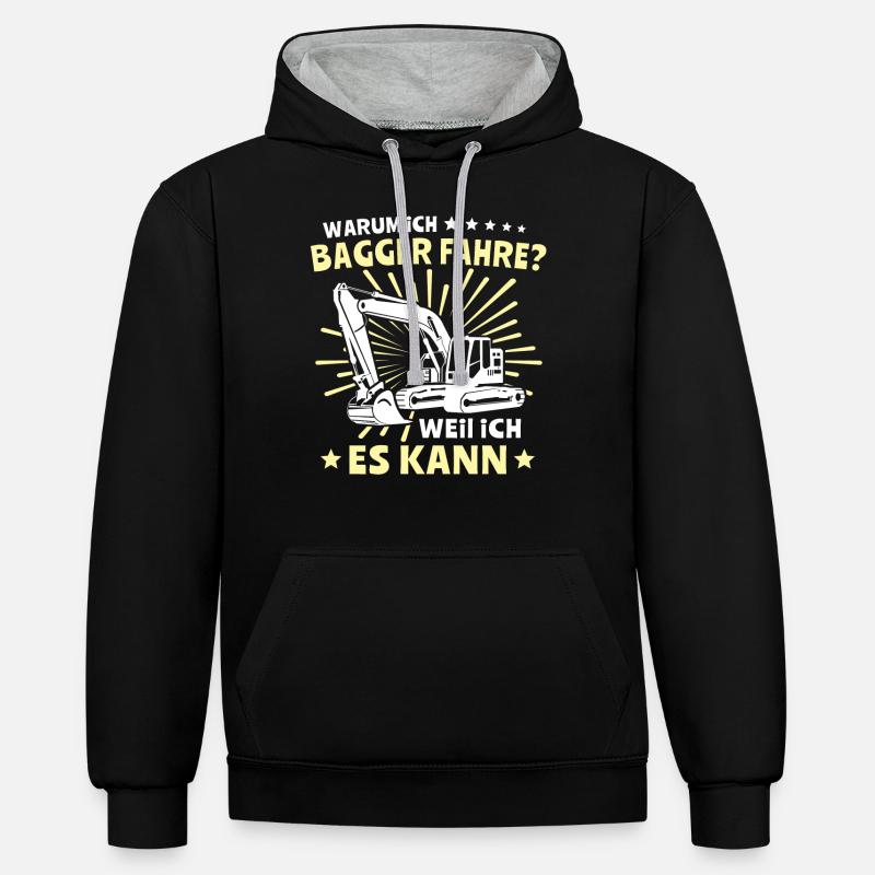 Baggerführer Bagger Baggerfahrer - Kontrast-Hoodie - Schwarz/Grau meliert