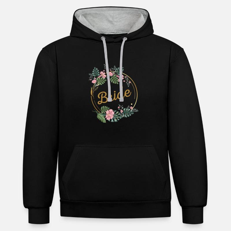 Couronne de fleurs de mariée - Sweat à capuche contrasté - noir/gris chiné