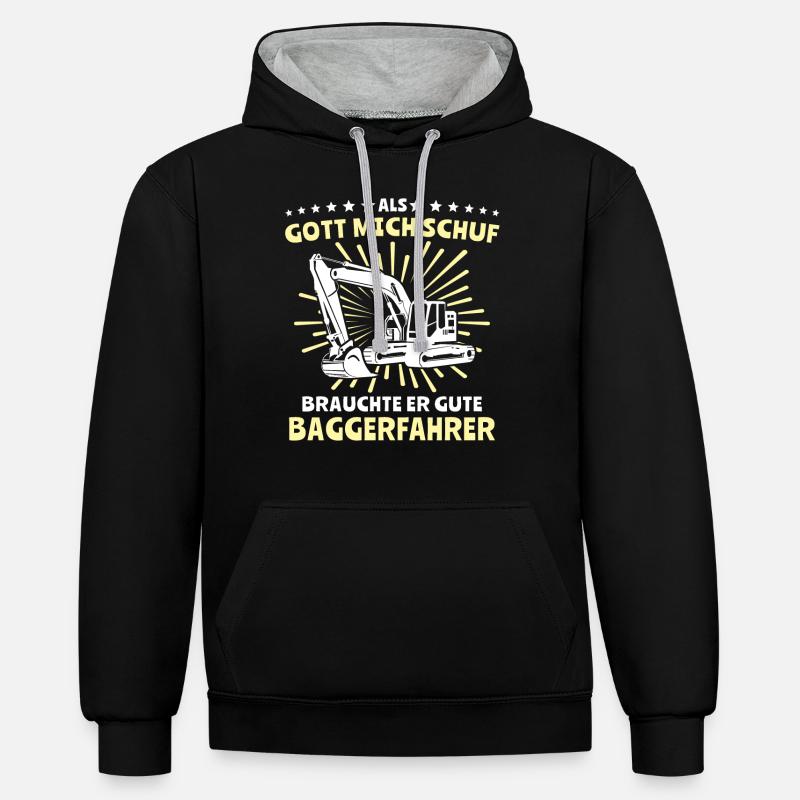 Baggerfuehrer Baggerfahrer - Kontrast-Hoodie - Schwarz/Grau meliert