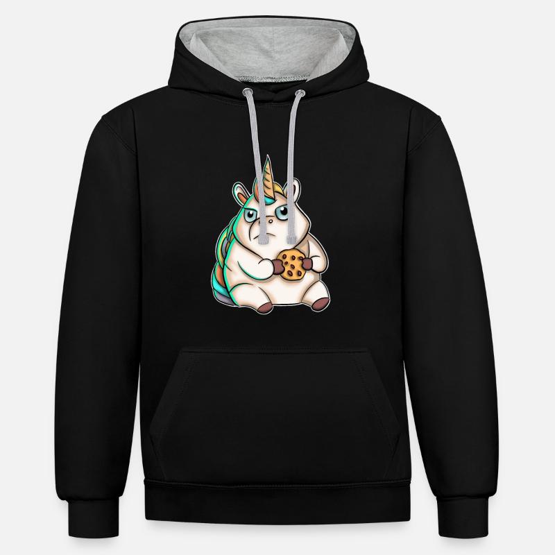 Biscuit licorne - Sweat à capuche contrasté - noir/gris chiné