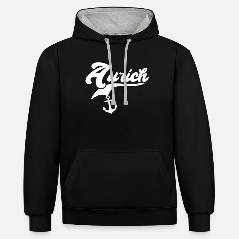 Auricher Sprüche Aurich - Sweat à capuche contrasté - noir/gris chiné