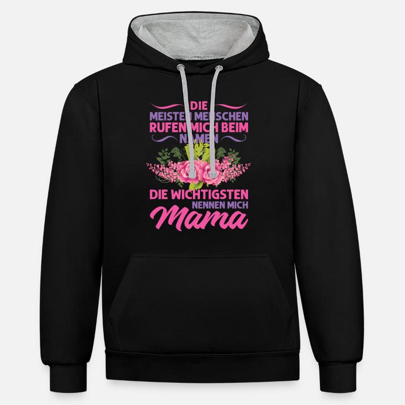 Mutter Mama Tochter Geschenk - Kontrast-Hoodie - Schwarz/Grau meliert