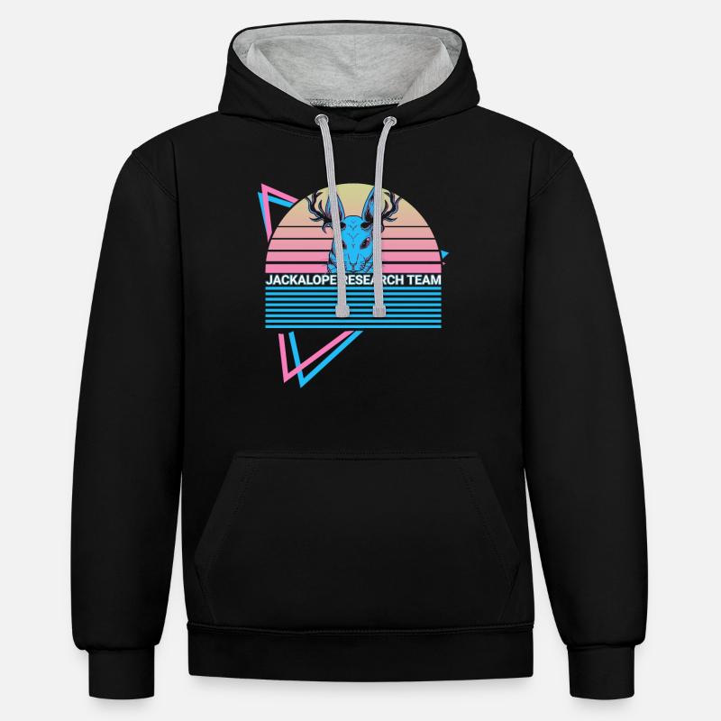 Schakalope Rétro Kryptide - Sweat à capuche contrasté - noir/gris chiné