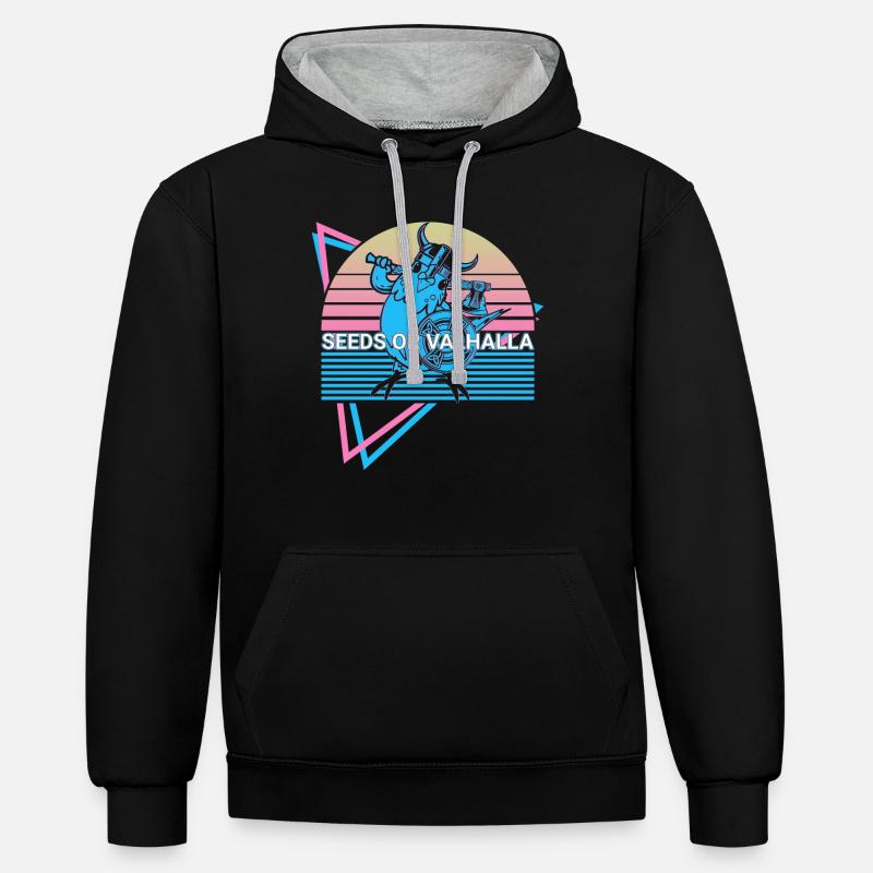 Perruche Perruche Rétro - Sweat à capuche contrasté - noir/gris chiné